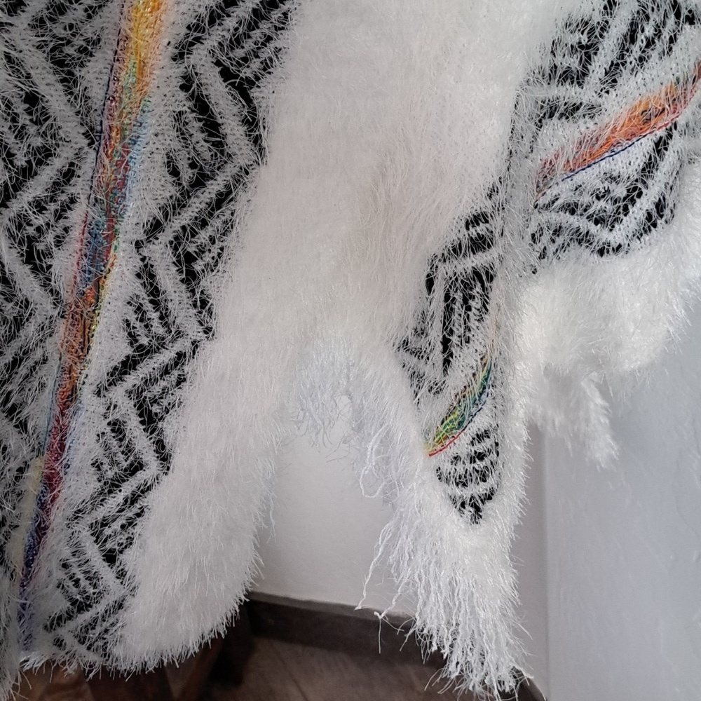 Northern Angel Rainbow Fuzzy Tribal Cardigan With Aztec Pattern - Picture 13 of 14